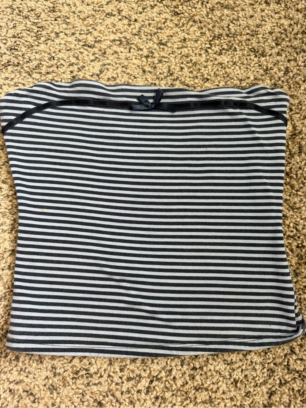 Striped Navy and Light Blue Tube Crop Top